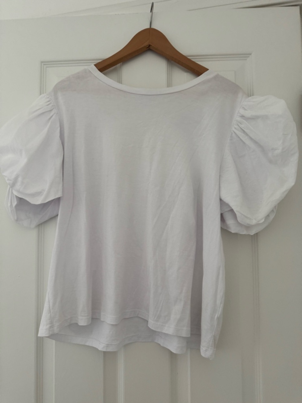 Zara White Puff Sleeve Short-Sleeve Top